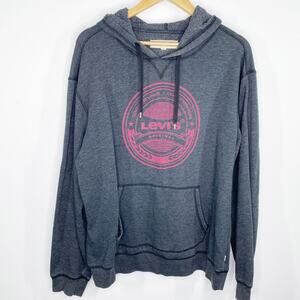 Levi's Grey Logo Front Long Sleeve Pullover Hoodie Men's Size Large L